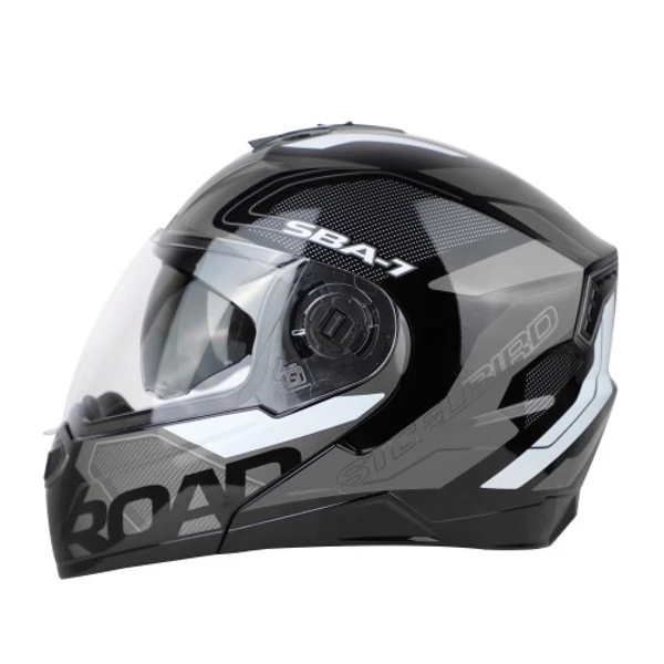 Steelbird SBA-7 ROAD Glossy Black With Grey (with Inner Sun Shield) - M