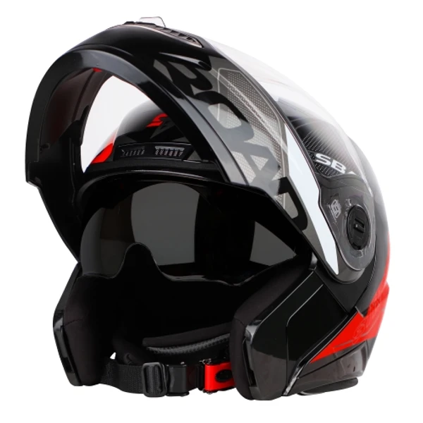 Steelbird SBA-7 ROAD Glossy Black With Red (with Inner Sun Shield) - L