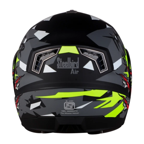 Steelbird SBA-7 Winner Flip Up Glossy Black With Neon (with Inner Sun Shield) - L