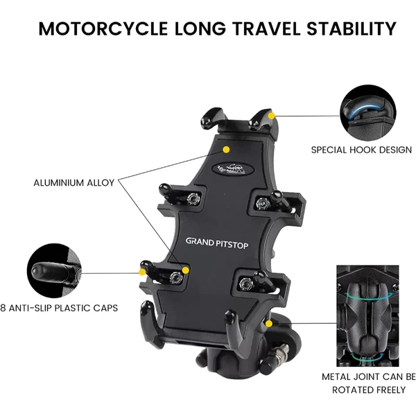 Grand Pitstop  4-Sided Grip Mobile Holder Mount - Black