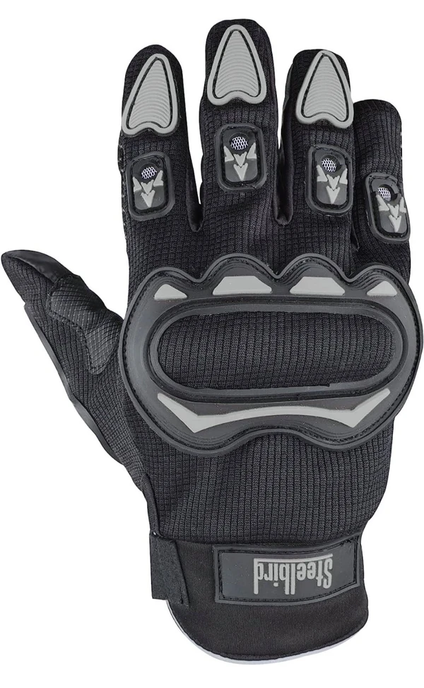 Steelbird Full Length Riding Gloves (Black/Grey)  - M