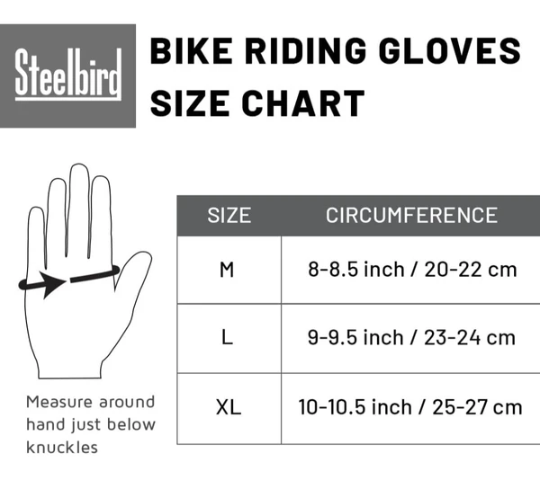 Steelbird Full Length Riding Gloves (Black/Grey)  - M