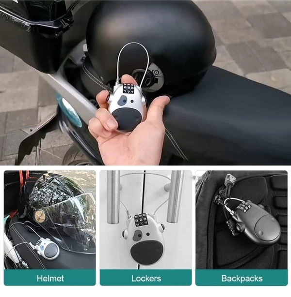 Helmet Lock for Bike Lock/Number Lock for Helmet/Extendable Cable Lock/Password Lock Telescopic Wire Rope