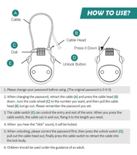 Helmet Lock for Bike Lock/Number Lock for Helmet/Extendable Cable Lock/Password Lock Telescopic Wire Rope