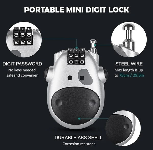 Helmet Lock for Bike Lock/Number Lock for Helmet/Extendable Cable Lock/Password Lock Telescopic Wire Rope