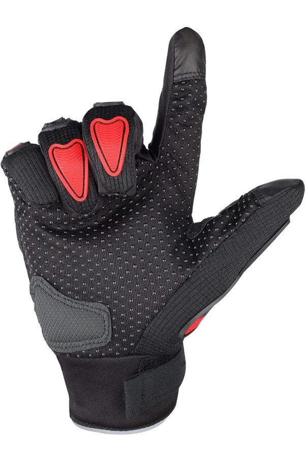 Steelbird Full Finger Riding Gloves (Black/Red)  - M