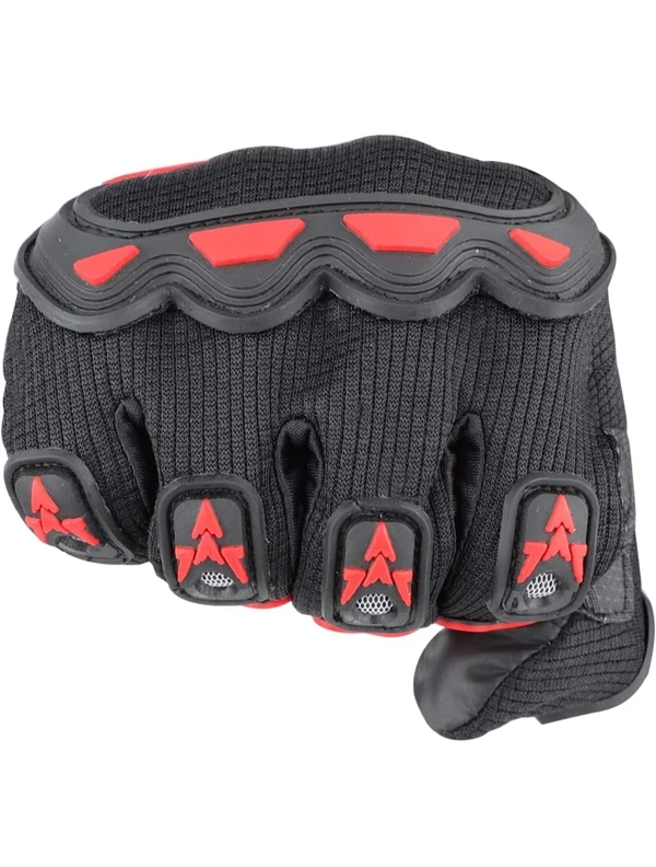 Steelbird Full Finger Riding Gloves (Black/Red)  - M