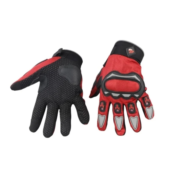 Steelbird Full Finger Riding Gloves (Red/Grey)  - L