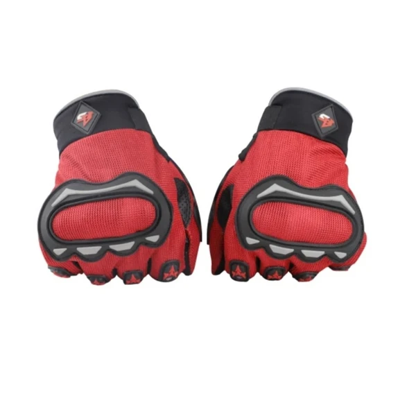 Steelbird Full Finger Riding Gloves (Red/Grey)  - L