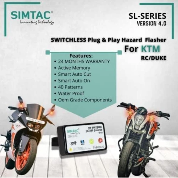 Simtac PNP Hazard Flasher for KTM RC,DUKE & BAJAJ Dominar 400,250 (BK20-SL)