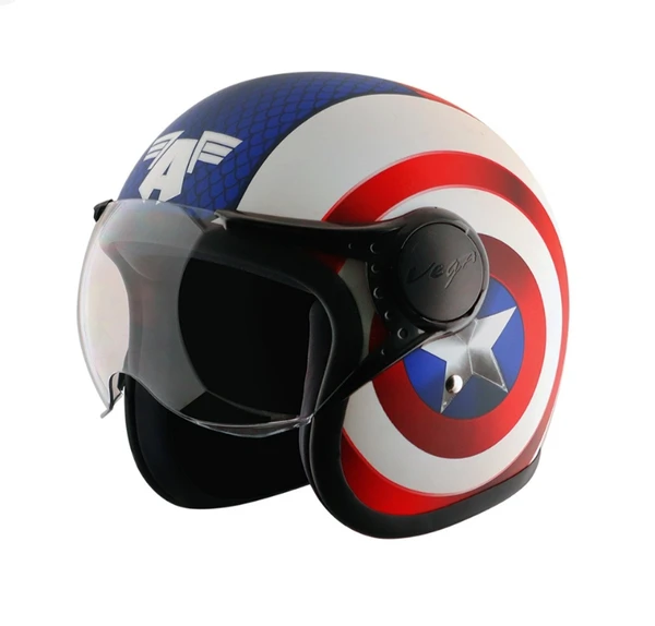 Vega Jet Marvel Captain America Edition Dull White Red Helmet - L