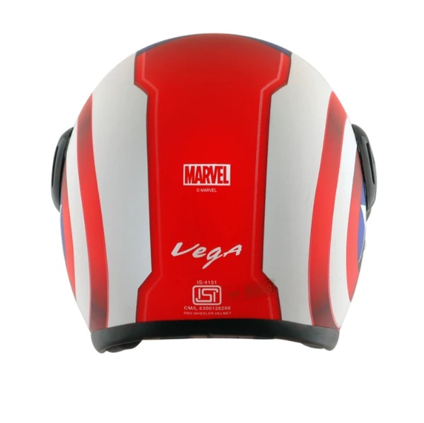 Vega Jet Marvel Captain America Edition Dull White Red Helmet - L