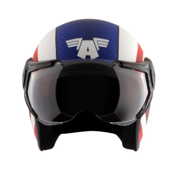 Vega Jet Marvel Captain America Edition Dull White Red Helmet - L