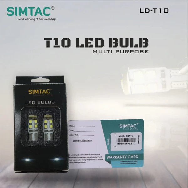 Simtac | 360° T10 LED Bulb For Multi Purpose | T10 ( PRK )  - White