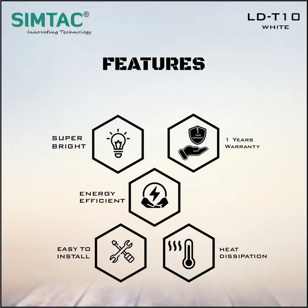 Simtac | 360° T10 LED Bulb For Multi Purpose | T10 ( PRK )  - White