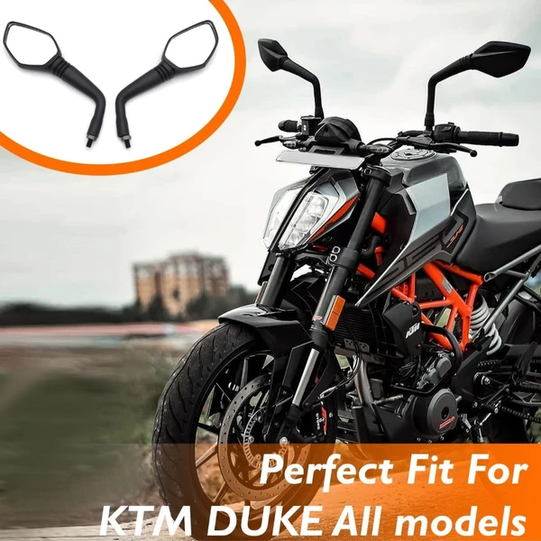 KTM Right & Left Rearview Mirrors For KTM Duke 125/250/ 200/390, KTM RC 125/200/ 390 (Set of 2) - Black