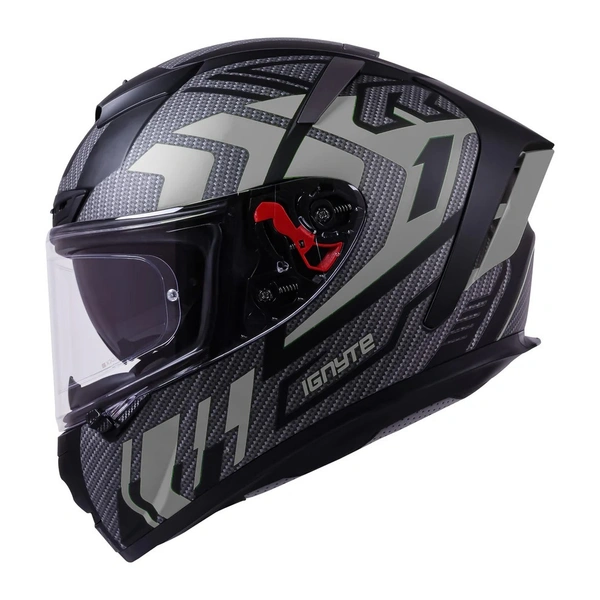 Ignyte IGN-4 Atomixx ISI/DOT Certified Full Face Graphic Helmet with Outer Anti-Fog Clear Visor and Inner Smoke Sun Shield (Matt Black Grey) - M