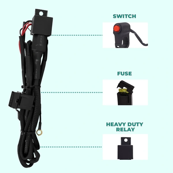 Simtac Aux Lights Wiring Harness Kit| for Bikes & Cars| FLH-1W ( WITHOUT FLASHING )