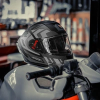 Ignyte IGN-4 Atomixx ISI/DOT Certified Full Face Graphic Helmet with Outer Anti-Fog Clear Visor and Inner Smoke Sun Shield (Matt Black Grey) - M
