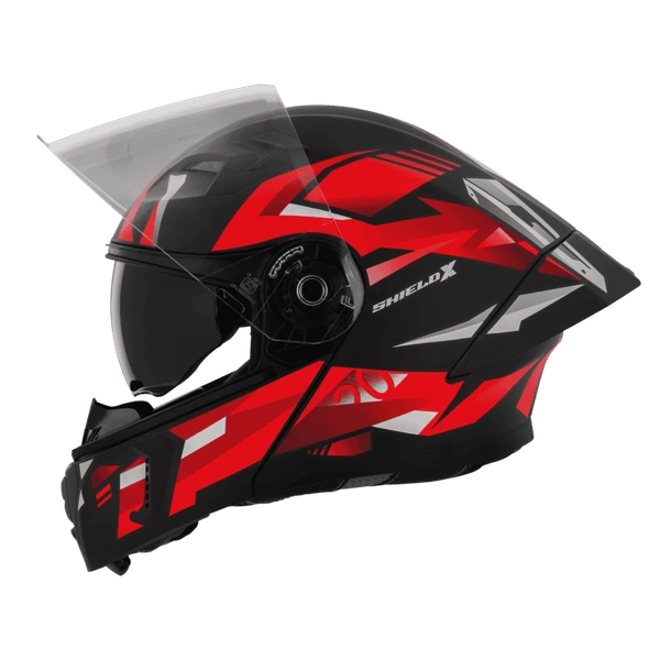 Steelbird Sba-20 ISS Shield X Glossy Black With Red - L