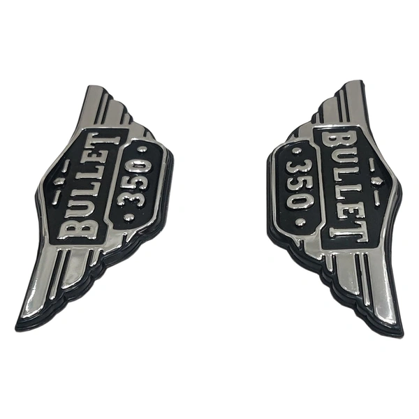 Monogram Logo 3D Emblem in Chrome 2 Pcs for Royal Enfield Bullet 350