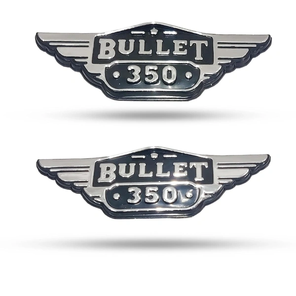Monogram Logo 3D Emblem in Chrome 2 Pcs for Royal Enfield Bullet 350
