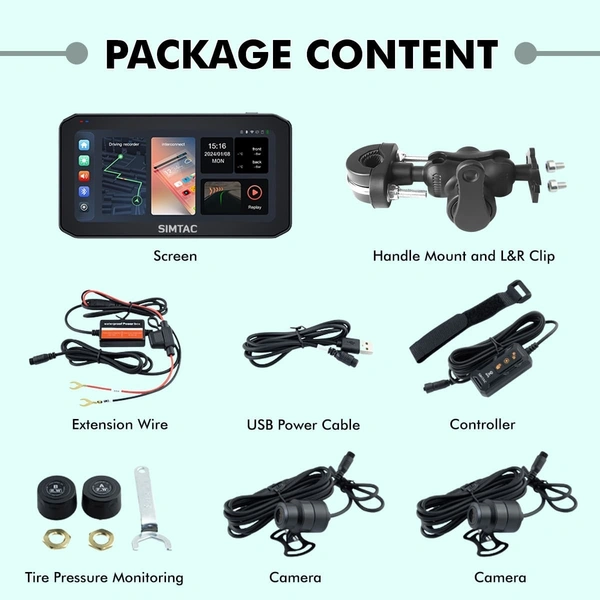 Simtac Motorcycle Navigation DVR & Display Screen  – M6DT