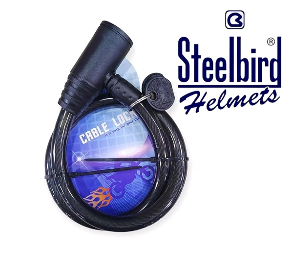 Steelbird Heavy Duty Helmet Cable Lock Anti-Theft Multipurpose Steel Cable Safety Lock with 2 Keys