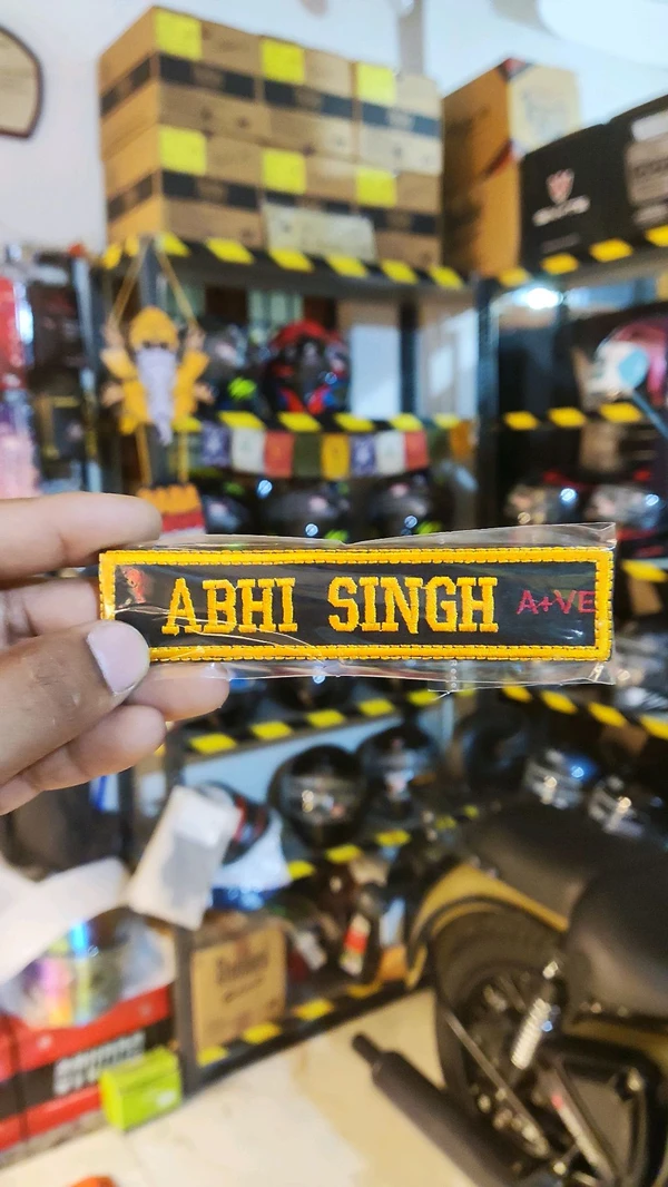 Motofy Custom Embroidery Name Patch For Riders (Yellow) 