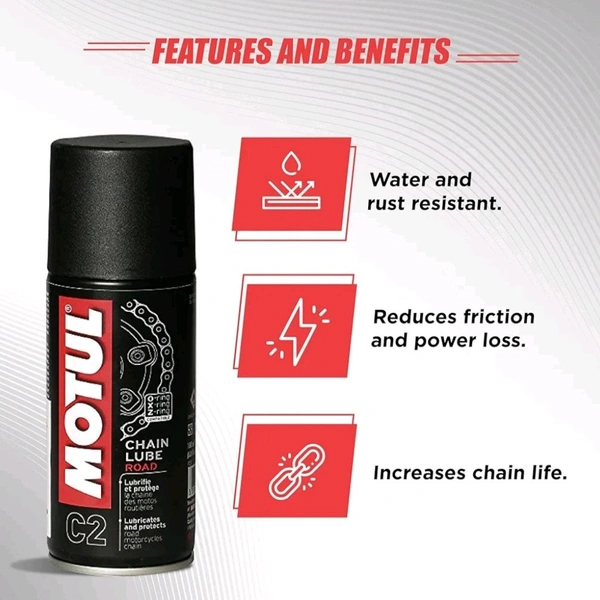 Motul Combo of C2 Chain Lube - 150 ml and C1 Chain Clean for All Bikes - 150 ml