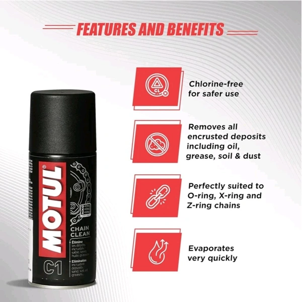 Motul Combo of C2 Chain Lube - 150 ml and C1 Chain Clean for All Bikes - 150 ml
