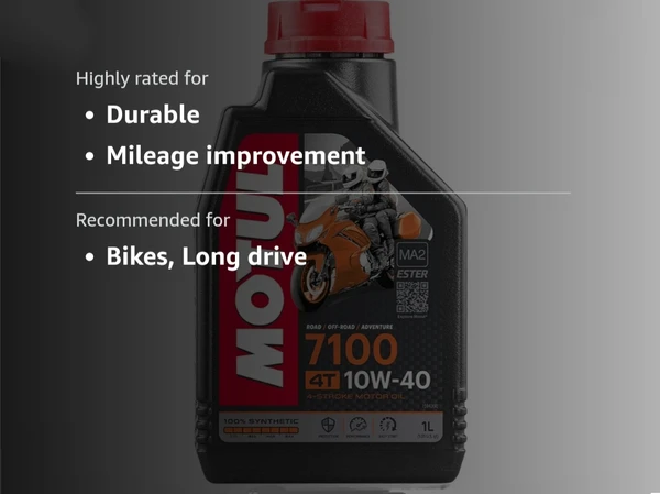 Motul 7100 4T Fully Synthetic 10W-40 Petrol Engine Oil for Bikes (1 L)