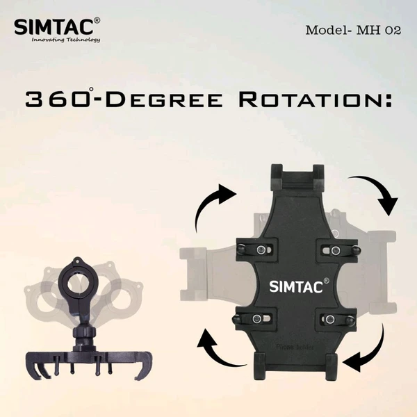 Simtac SIMTAC Spider Grip Mobile Holder with Universal Fitment for Bike & Scooters | MH02 - Black