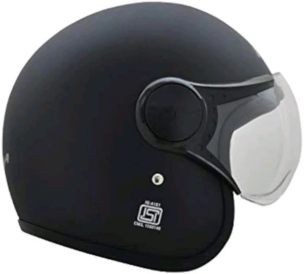 Vega Jet ISI DOT Certified Matt Finish Black Open Face Helmet - M