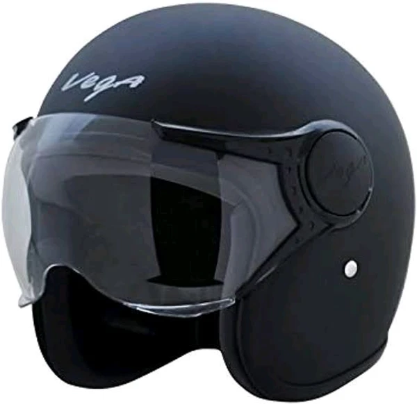 Vega Jet ISI DOT Certified Matt Finish Black Open Face Helmet - M