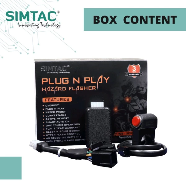 Simtac TVS Raider | 125 | Compatible | Simtac | With Switch [V6.0] | PNP Hazard Flasher / Adapter / Module | RDR-WS6