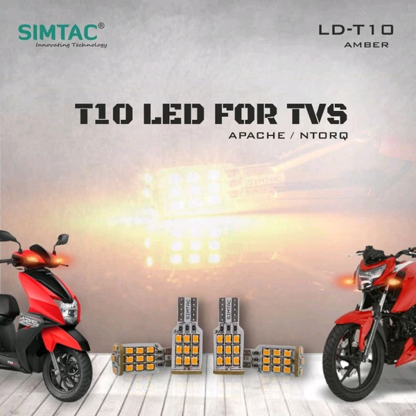 Simtac | T10 LED 360° Reflecting Bulb for TVS APACHE | NTORQ | Led Indicator Bulbs | T10