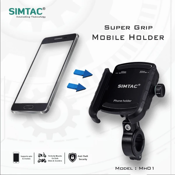 Simtac SIMTAC Super Grip Mobile Holder For Bikes/ Scooters / Bicycle | MH01 - Black