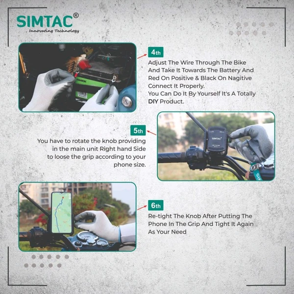 Simtac SIMTAC Super Grip Mobile Holder with charger ( QC 3.0) Bikes/ Scooters| MHC3 - Black