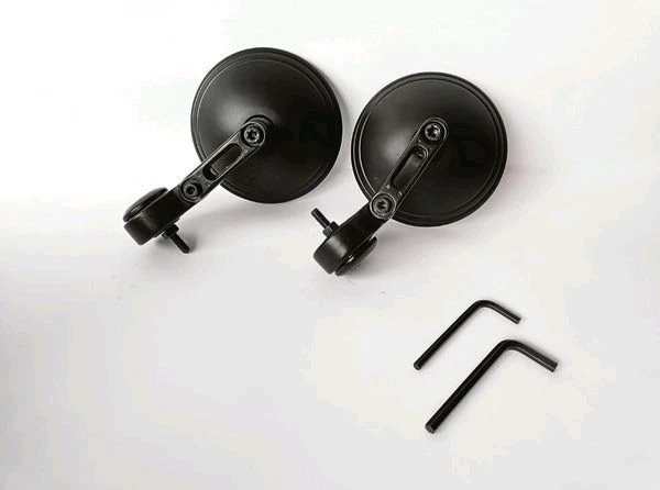 Autobird JAWA style Round Bar-End Mirrors (Universal Compatible) for Royal Enfield, Honda CB & JAWA Bikes  - Black