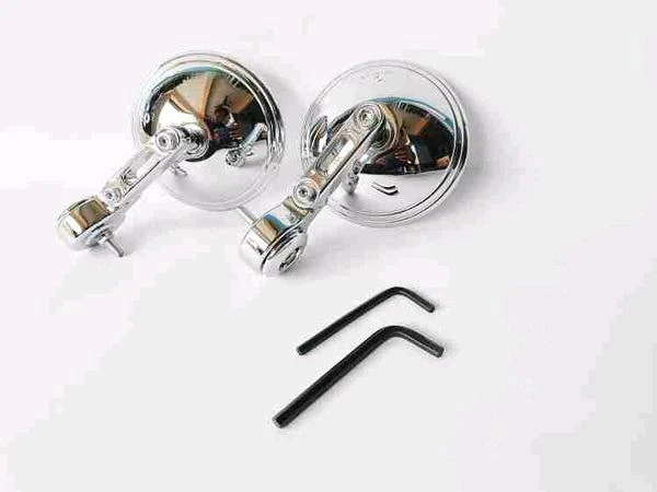 Autobird JAWA style Round Bar-End Mirrors (Universal Compatible) for Royal Enfield, Honda CB & JAWA Bikes  - Black