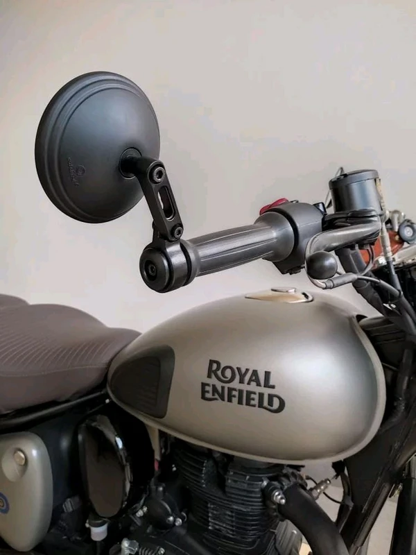 Autobird JAWA style Round Bar-End Mirrors (Universal Compatible) for Royal Enfield, Honda CB & JAWA Bikes  - Black