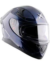 Axor Apex Solid ISI ECE DOT Certified Full Face Dual Visor Helmet for Men and Women with Pinlock Fitted Outer Clear Visor and Inner Smoke Sun Visor Deep Blue - M
