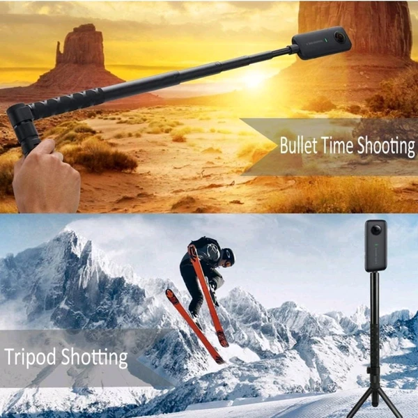 Action Pro 3 in 1 Bullet Time Handle with Foldable Tripod Extension Monpod Rod for Insta 360 One X 2 / Insta360 One X/ X3/ X4 Accessories