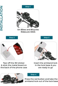 RAEGR Ridelock 300A Mobile Phone Holder for Bike/Bicycle | Very Convenient for Maps & GPS Navigation | Made of Metal & ABS | Easy Click & Mount Installation | Fits All Smartphones - Black 