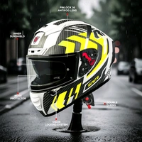 Ignyte IGN-4 Atomixx ISI/DOT Certified Full Face Graphic Helmet with Outer Anti-Fog Clear Visor and Inner Smoke Sun Shield (Glossy White Neon) - M