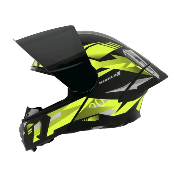 Steelbird SBA-20 Shield X with ISS Glossy Neon Black - L