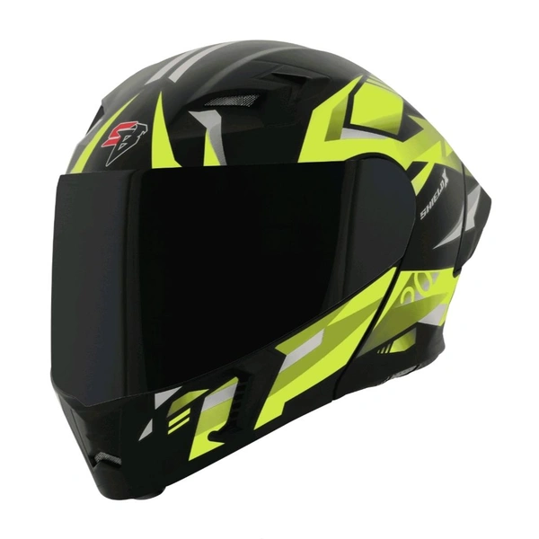 Steelbird SBA-20 Shield X with ISS Glossy Neon Black - L