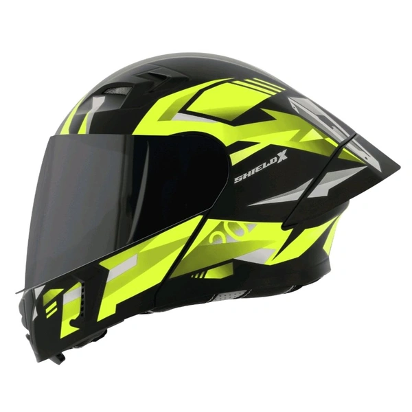 Steelbird SBA-20 Shield X with ISS Glossy Neon Black - L