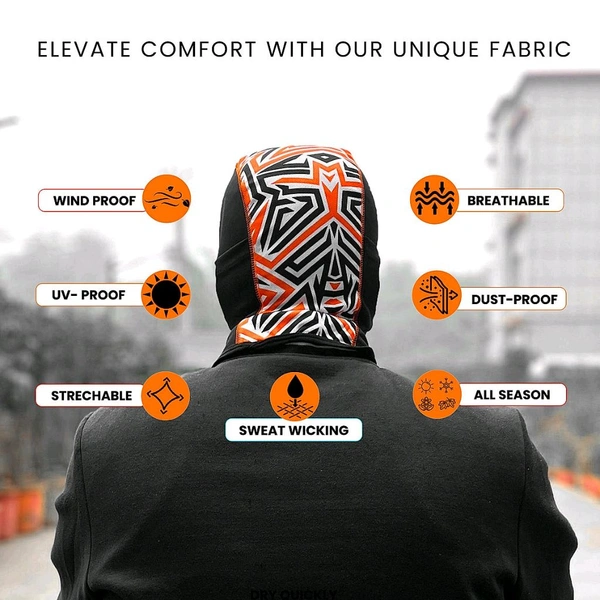 Grand Pitstop  Face Mask for Bike, Ski, Cycling, Running, Hiking - Black/Orange